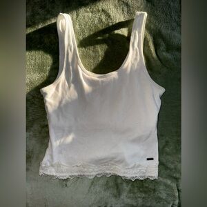 White Hollister laced tank top